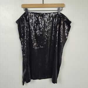 Vintage Alex Evenings Black Sequin‎ Skirt Womens 3X Mini Party New Years Pull On